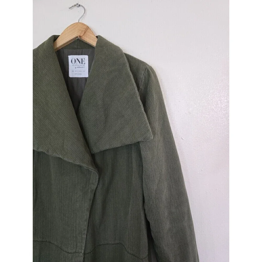 One Teaspoon Chapman Sailor Coat Womens Small Olive Green Oversized Long Duster
